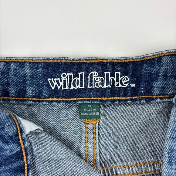 Wild Fable Denim Shorts Womens Size 10 High Rise Distressed Angled Hem - Picture 6 of 11